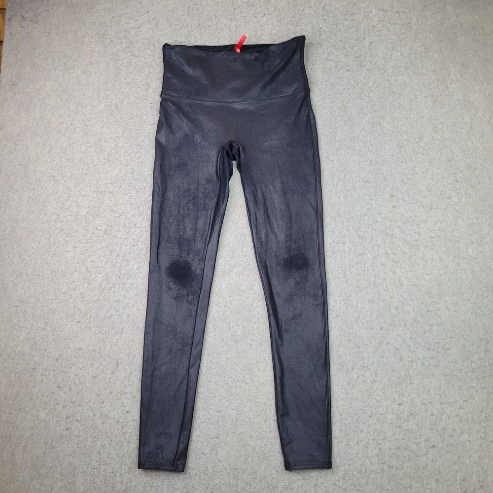 Spanx Leggings Black L Stretch Lightweight Performance‎ Shiny